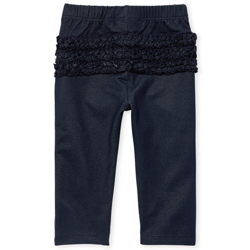 

Newborn Baby Faux Denim Ruffle Leggings - Blue - The Children's Place
