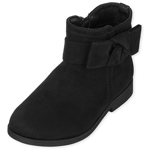 

Baby Girls Toddler Bow Booties - Black - The Children's Place