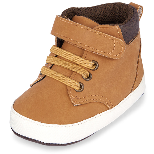 

Newborn Baby Boys Hi Top Sneakers - Tan - The Children's Place