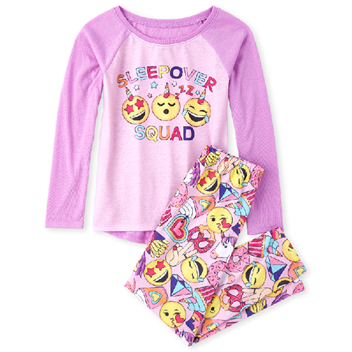 

s Sleepover Emoji Pajamas - Purple - The Children's Place
