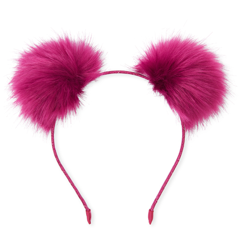 

Girls Glitter Faux Fur Pom Pom Headband - Pink - The Children's Place