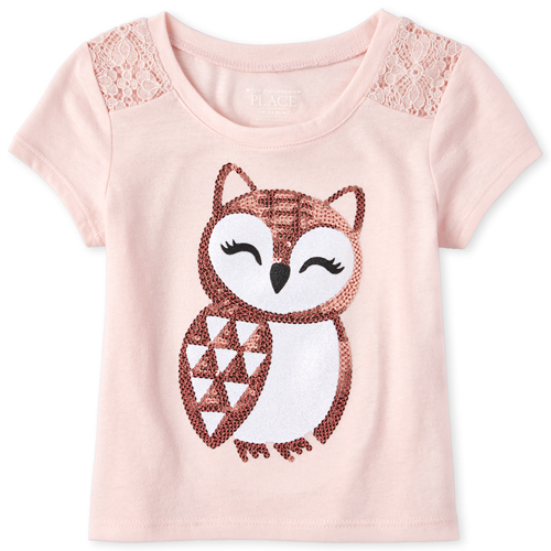 

s Baby And Toddler Lace Embellished Top - Pink - The Children's Place