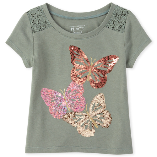 

s Baby And Toddler Lace Embellished Top - Green - The Children's Place
