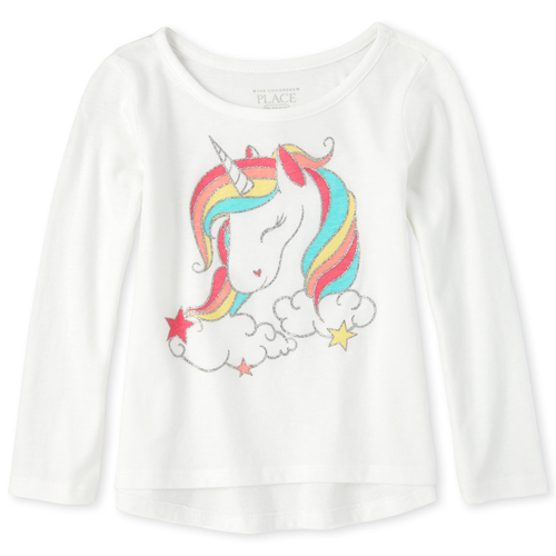 

s Baby And Toddler Glitter Top - White - The Children's Place