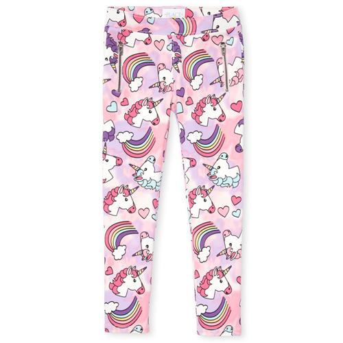 

Girls Rainbow Unicorn Zip Ponte Knit Pull On Jeggings - Pink - The Children's Place