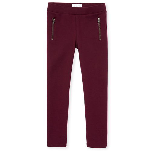 

Girls Zip Ponte Knit Pull On Jeggings - Red - The Children's Place