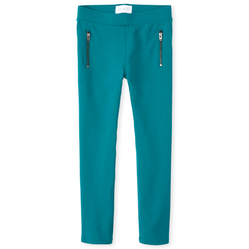 

Girls Zip Ponte Knit Pull On Jeggings - Green - The Children's Place