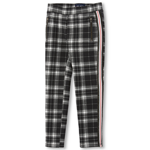 

Girls Side Stripe Zip Ponte Knit Pull On Jeggings - Black - The Children's Place