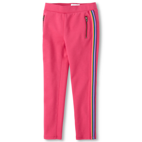 

Girls Rainbow Side Stripe Zip Ponte Knit Pull On Jeggings - Pink - The Children's Place