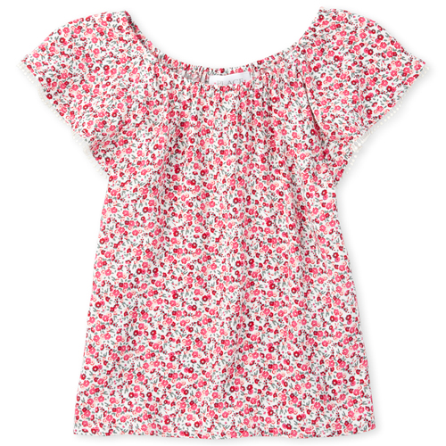 

Girls Floral Ruffle Top - White - The Children's Place