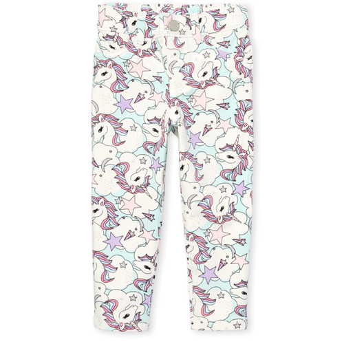 

Baby Girls Baby And Toddler Unicorn French Terry Pull On Jeggings - White - The Children's Place