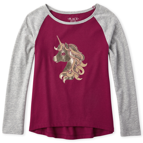 

Girls Active Sequin Raglan Top - Gray - The Children's Place