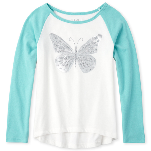 

Girls Active Sequin Raglan Graphic Top - Green - The Children's Place