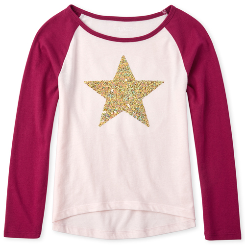 

Girls Active Sequin Raglan Top - Pink - The Children's Place