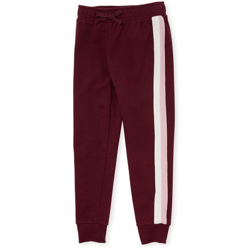 

Girls Active Side Stripe French Terry Jogger Pants - Red - The Children's Place