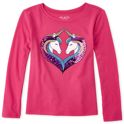 

Girls Active Embellished Graphic Top - Pink - The Children's Place