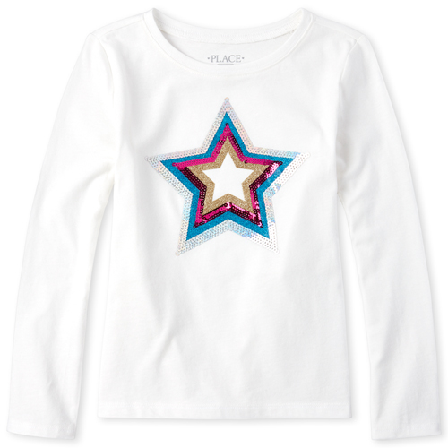 

Girls Active Embellished Graphic Top - White - The Children's Place