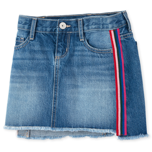 

s Step Hem Side Stripe Denim Skirt - The Children's Place