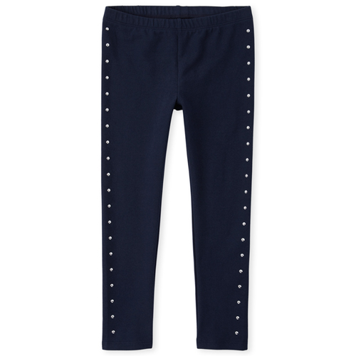 

Girls Studded Side Stripe Leggings - Blue - The Children's Place