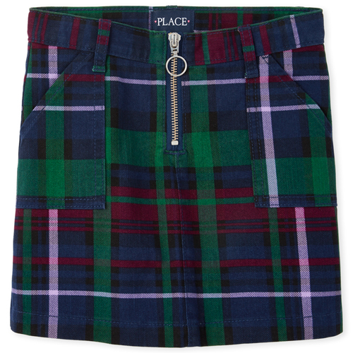 

s Plaid Twill Zip Skirt - Blue - The Children's Place