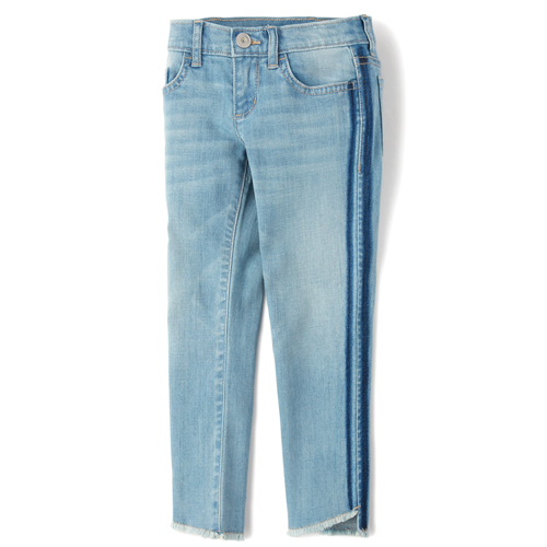 

s Side Stripe Frayed Hem Super Skinny Jeans - Denim - The Children's Place