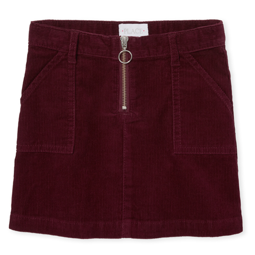 

s Zip Corduroy Skirt - Red - The Children's Place
