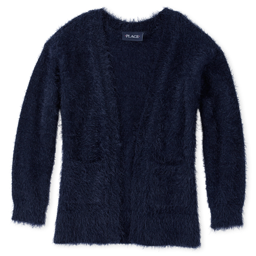 

Girls Eyelash Open Front Boyfriend Cardigan - Blue Sweater - The Children's Place