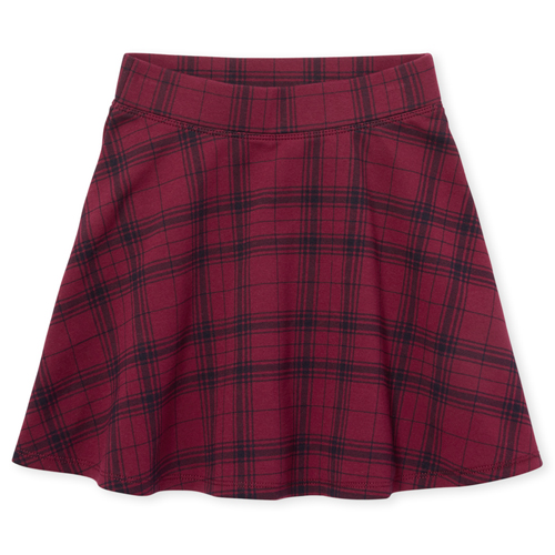 

s Plaid Ponte Knit Skirt - Red - The Children's Place