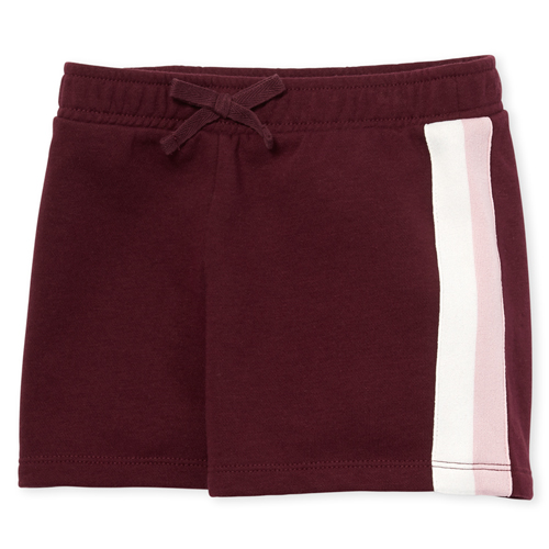 

Girls Active Side Stripe French Terry Shorts - Red - The Children's Place