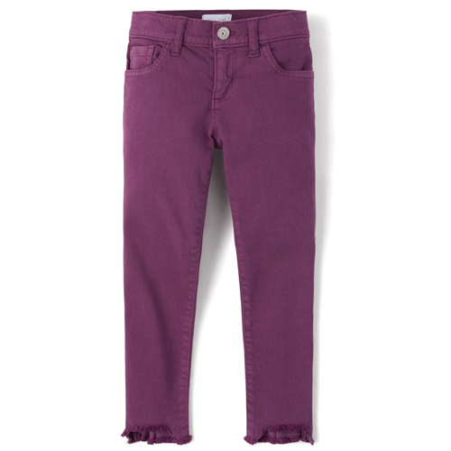 

s Frayed Step Hem Super Skinny Jeans - Purple - The Children's Place