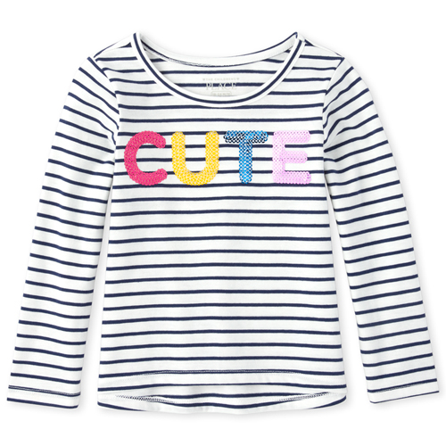 

s Baby And Toddler Sequin Striped Top - Blue - The Children's Place