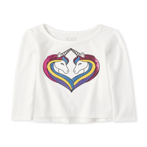 

s Baby And Toddler Sequin Unicorn High Low Top - White - The Children's Place