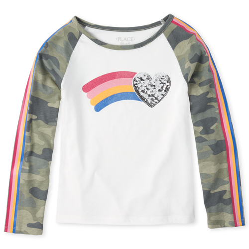 

Girls Sequin Rainbow Top - White - The Children's Place