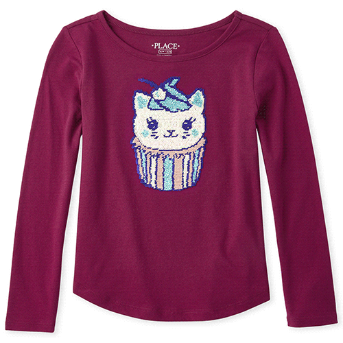 

Girls Flip Sequin Top - Pink - The Children's Place