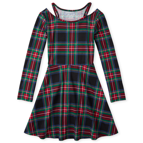 

Girls Plaid Dress - Black - The Children's Place