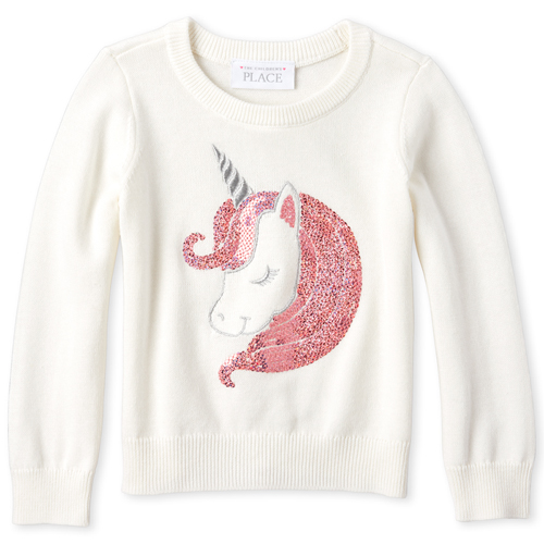 

s Baby And Toddler Sequin Sweater - White - The Children's Place