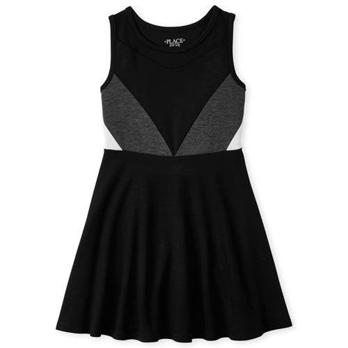 

Girls Colorblock Ponte Knit Dress - Black - The Children's Place
