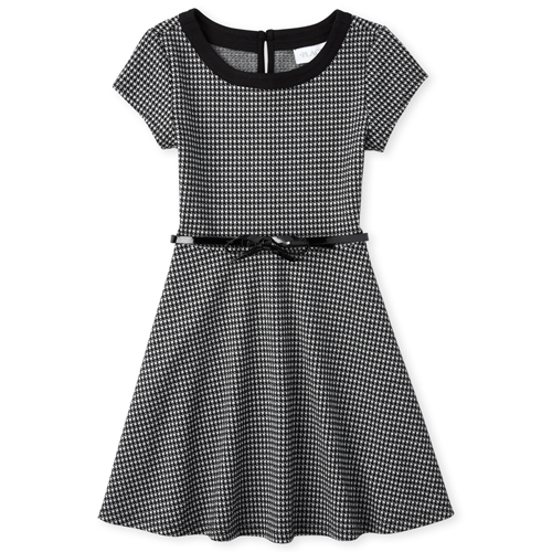 

Girls Houndstooth Jacquard Dress - Black - The Children's Place