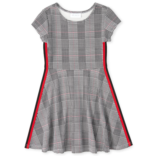 

Girls Plaid Ponte Knit Dress - Pink - The Children's Place
