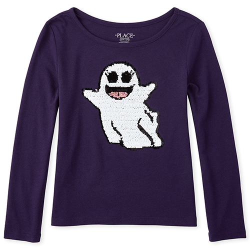 

Girls Halloween Flip Sequin Top - Purple - The Children's Place
