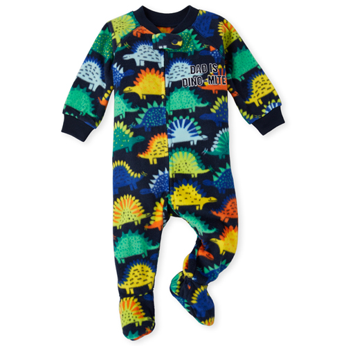 

s Baby And Toddler Boys Dino Fleece One Piece Pajamas - Blue - The Children's Place