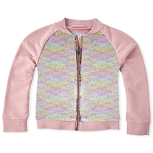 

Girls Flip Sequin Bomber Jacket - Pink - The Children's Place