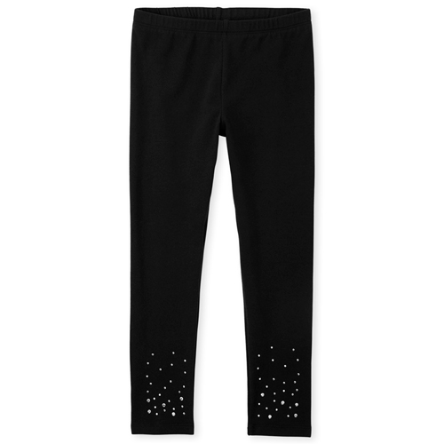 

Girls Rhinestud Leggings - Black - The Children's Place