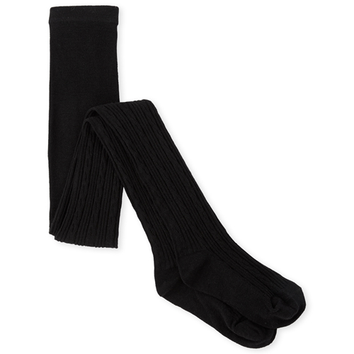 

Girls Cable Knit Tights - Black - The Children's Place