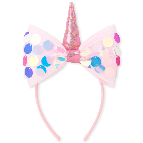 

Girls Paillette Bow Unicorn Headband - Pink - The Children's Place