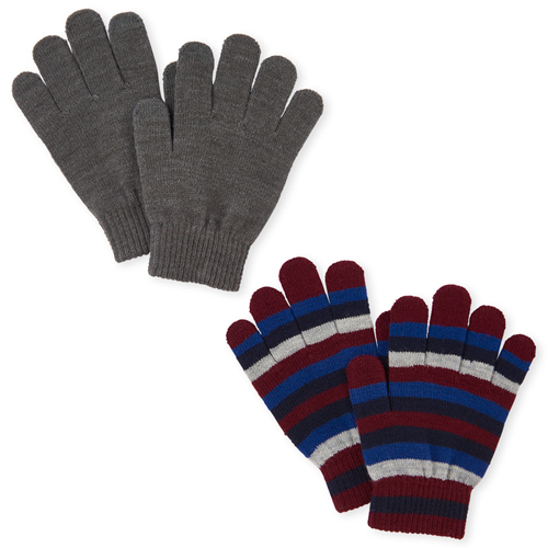

Boys Boys Striped Texting Gloves 2-Pack - Red - The Children's Place