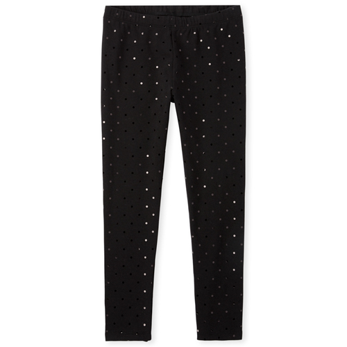 

Girls Foil Dot Leggings - Black - The Children's Place