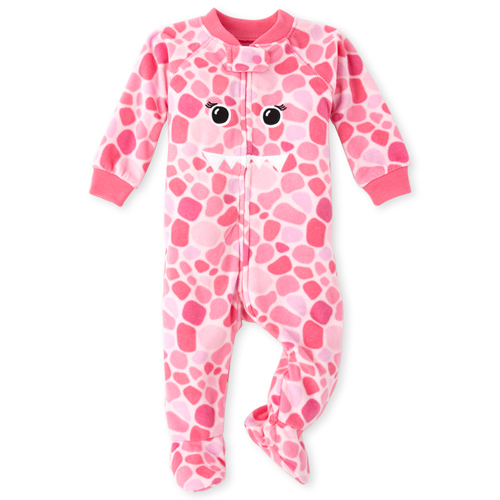 

s Baby And Toddler Matching Family Dino Fleece One Piece Pajamas - Pink - The Children's Place