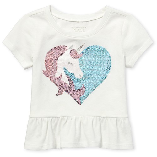 

s Baby And Toddler Embellished Peplum Top - White - The Children's Place