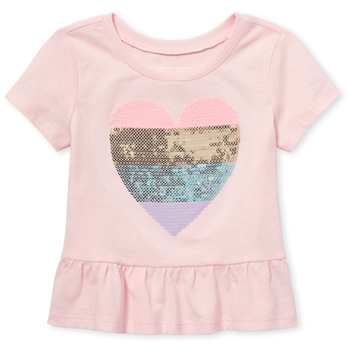 

s Baby And Toddler Embellished Peplum Top - Pink - The Children's Place